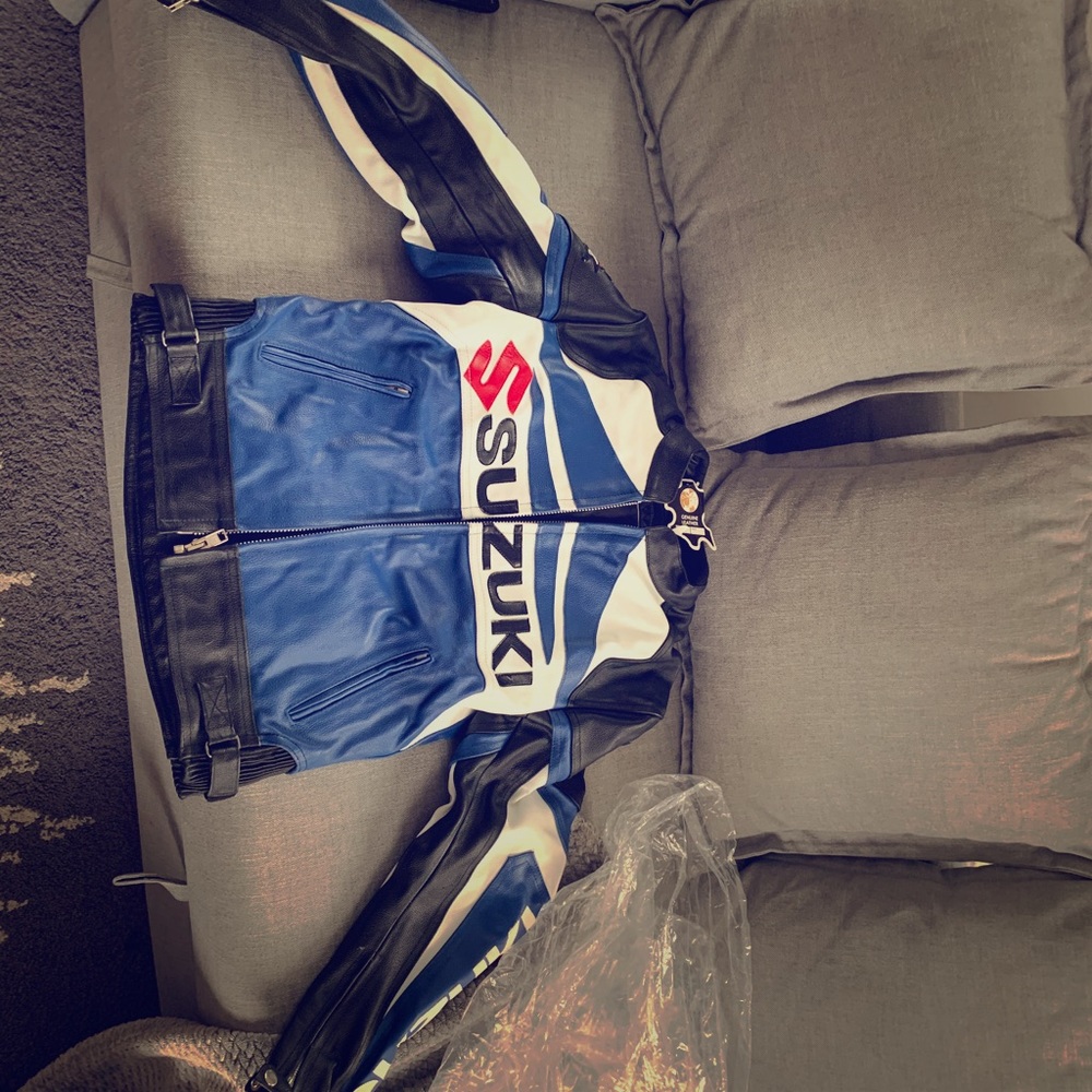 Suzuki GSXR Motorcycle Leather Racing Blue